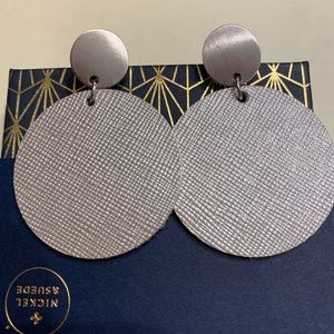 Nickel & Suede Silver Disc earrings